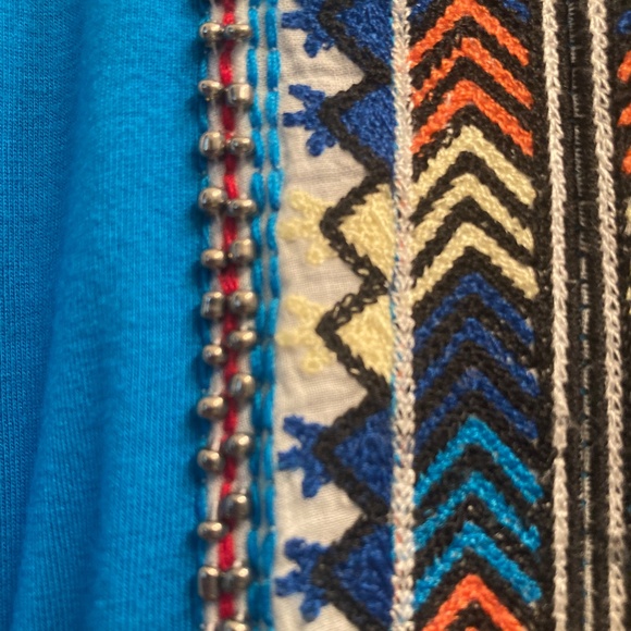 Contemporaine by Simons - turquoise bead and woven trim/ high low hem / size Sm - Picture 3 of 7